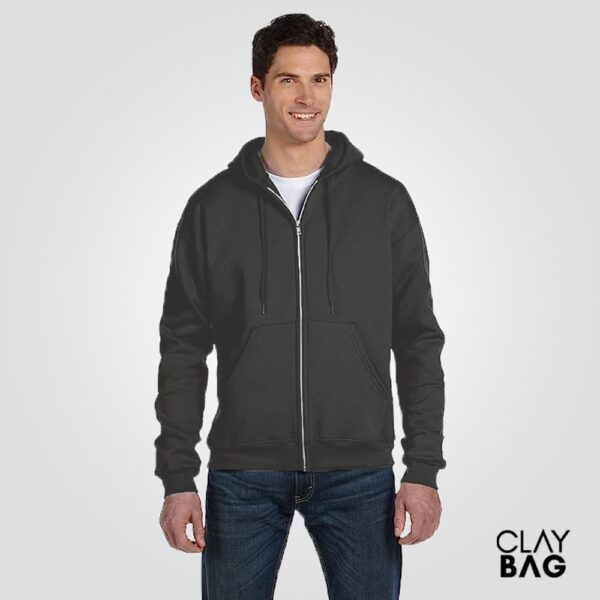 full-zip-hooded-sweatshirt-Charcoal-Melange-claybag.com