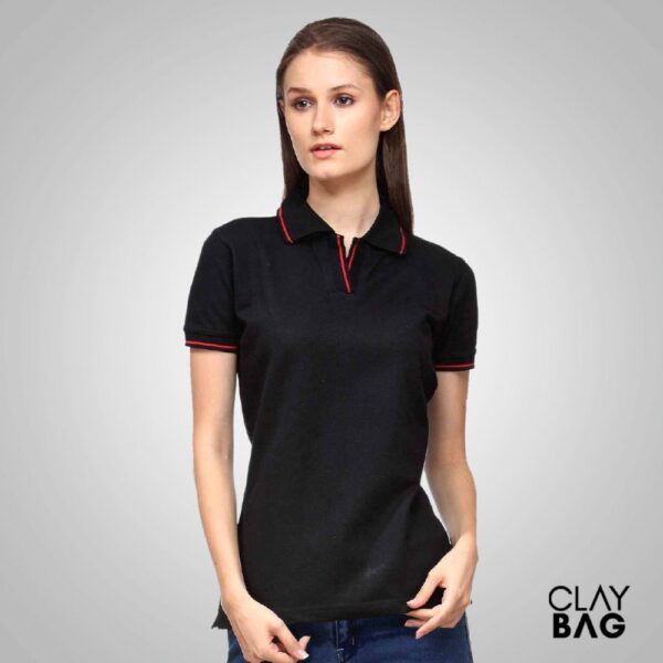 Scott_Womens_Tipped_Polo_shirt_Black_Red-claybag.com